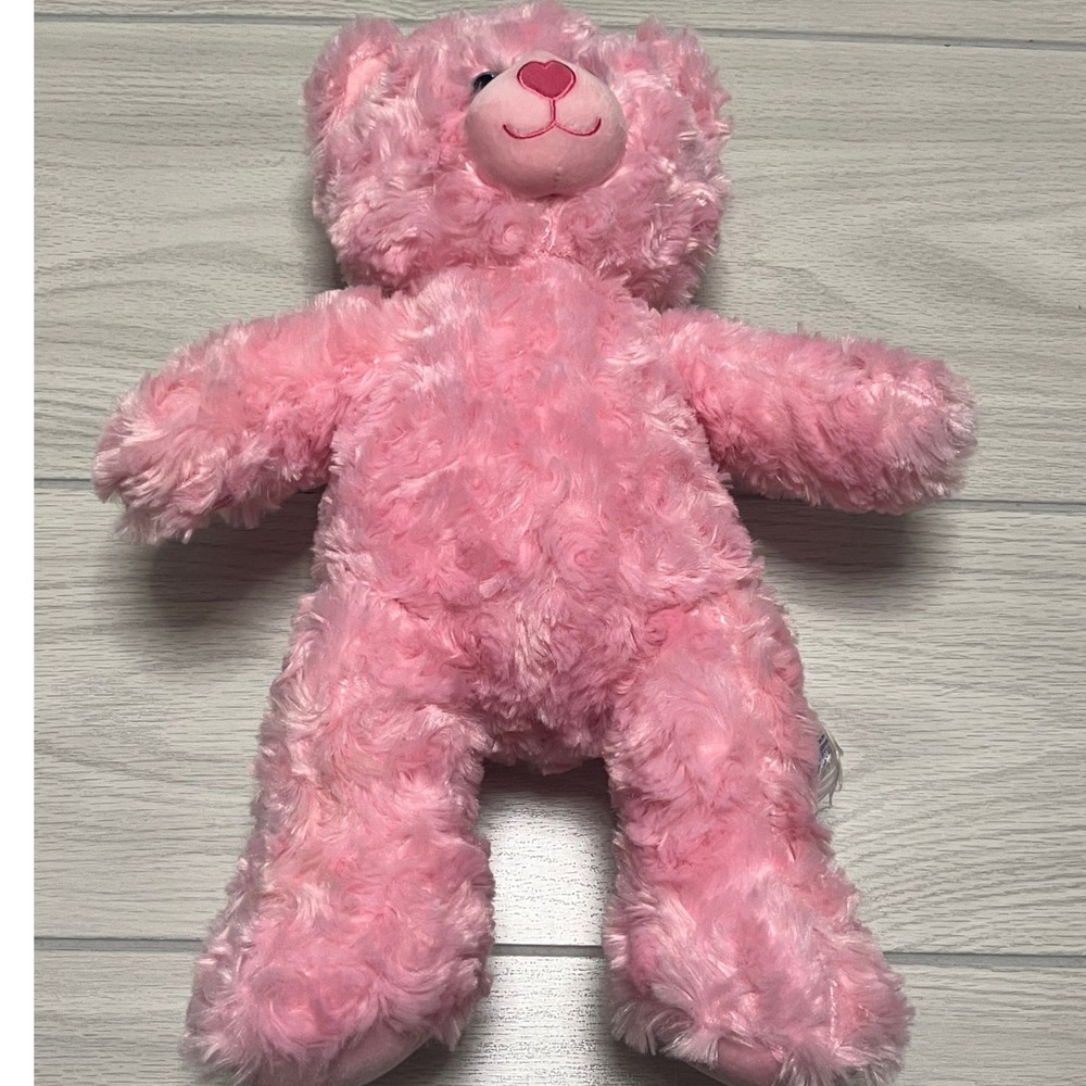 Build-A-Bear Pink Teddy Bear Plush Stuffed Animal Toy Heart‎ Nose 16 inch